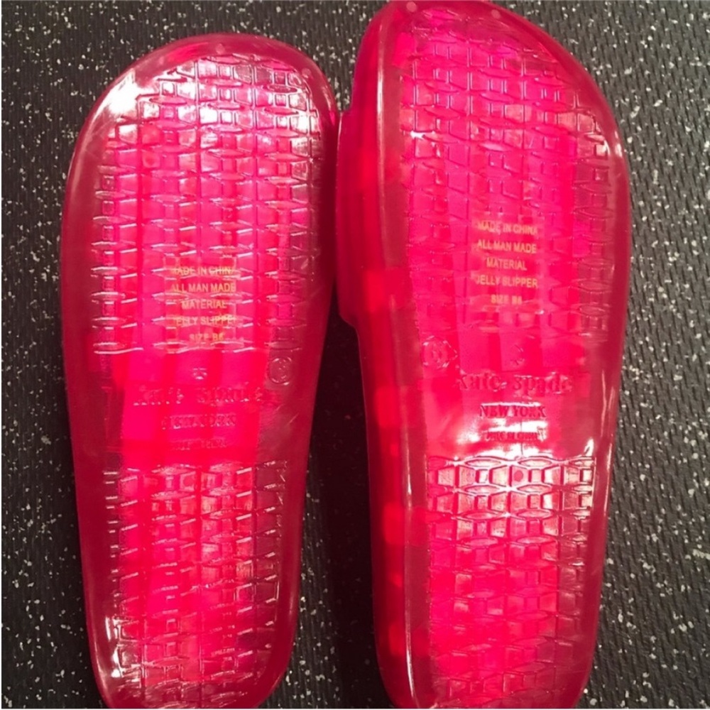 kate spade Pink Clear Jelly Slide Sandals with Black & White Polka Dot Insole - Picture 4 of 11